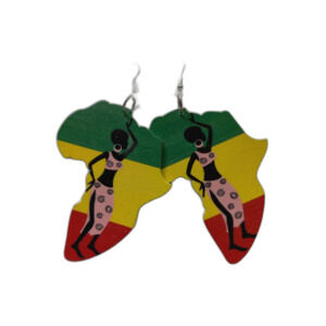 African Women Lady‎ Wood Earrings